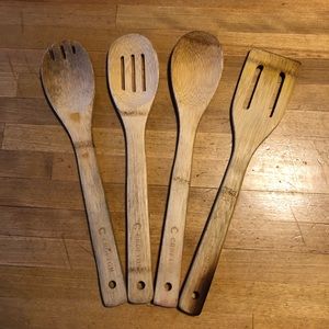 Set of 4 Crofton Bamboo Wood  Spatula Spoon Vintage
